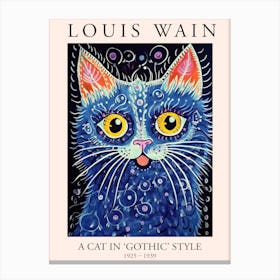 Louis Wain, A Cat In Gothic Style, Blue Cat Poster 7 Canvas Print