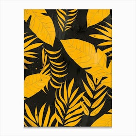 Tropical Leaves On Black Background Canvas Print