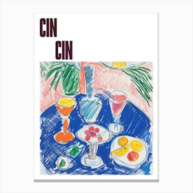 Cin Cin Poster Wine Lunch Matisse Style 9 Canvas Print