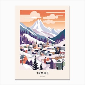 Vintage Winter Travel Poster Troms Norway Canvas Print