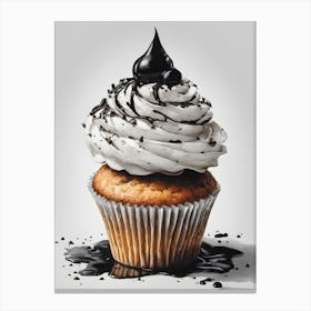 Black And White Cupcake Canvas Print