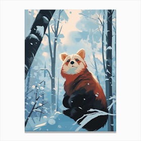 Winter Red Panda 2 Illustration Canvas Print