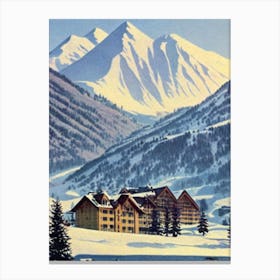 Riksgränsen Ski Resort Vintage Landscape 1 Skiing Poster Canvas Print