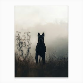 Black Dog In The Field.Generated AI. Wall Art Print Canvas Print