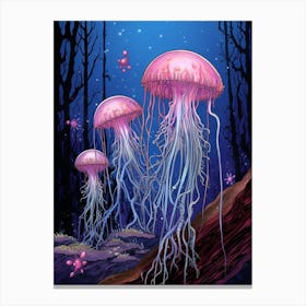 Comb Jellyfish Cartoon 2 Canvas Print