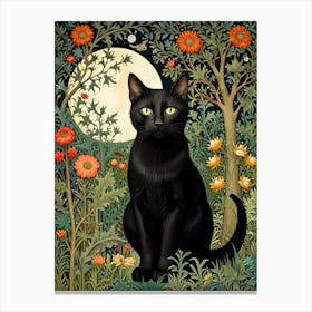 William Morris Black Cat In The Moonlight 1 Canvas Print