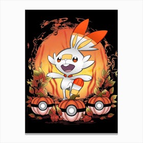 Scorbunny Spooky Night - Pokemon Halloween Canvas Print