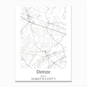 Deinze,Belgium Minimalist Map Canvas Print