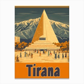 Aihrgdesign A Retro Travel Poster For Tirana Canvas Print