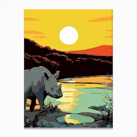 Rhino In The Sunset 2 Canvas Print