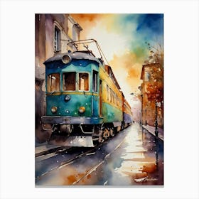 Train On The Tracks Canvas Print