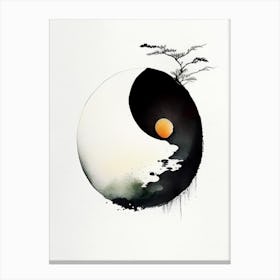 Minimal 4 Yin and Yang Japanese Ink Canvas Print