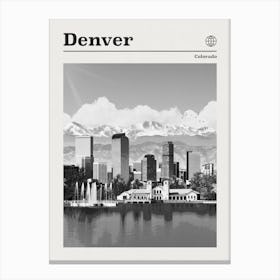 Denver Skyline Colorado Black And White Canvas Print