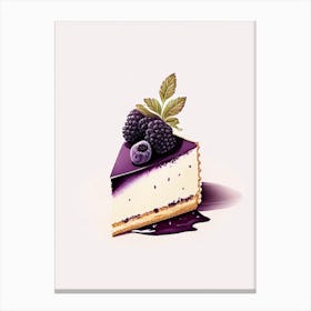 Blackberry Cheesecake Dessert Retro Minimal 2 Flower Canvas Print