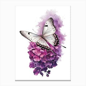 Butterfly On Purple Flowers 3 Canvas Print