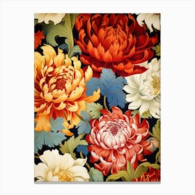 Chrysanthemums On Black Background Canvas Print