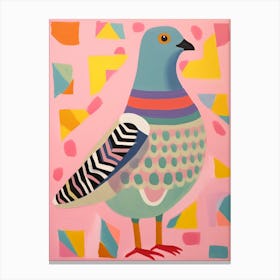 Pink Scandi Pigeon 1 Canvas Print
