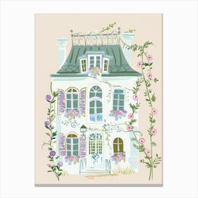 Whimsical Doll House. Nursery Gouache Illustration, Kids Room Pastel Colors Canvas Print