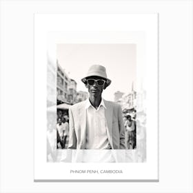 Poster Of Phnom Penh, Cambodia, Black And White Old Photo 2 Canvas Print