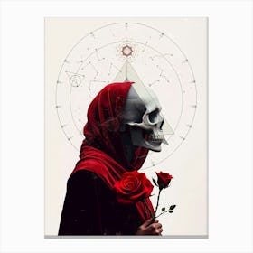 Skeleton With Rose Canvas Print