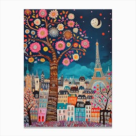 Kitsch Colourful Paris 1 Canvas Print