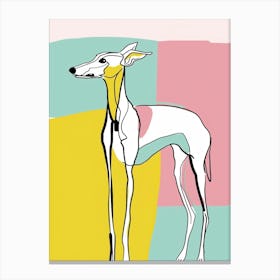 Greyhound Dog Pastel Line Watercolour Illustration  1 Canvas Print