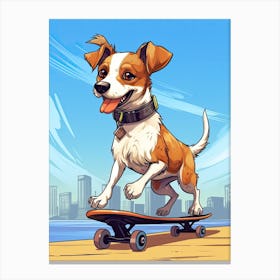 Jack Russell Terrier Dog Skateboarding Illustration 2 Canvas Print