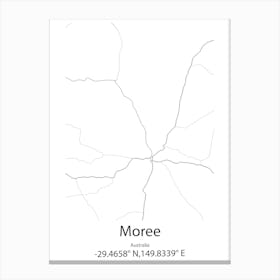 Moree,Australia Minimalist Map Canvas Print