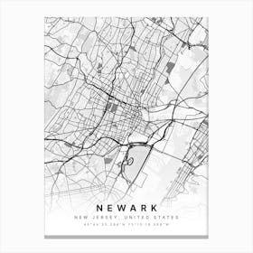 Newark New Jersey White Map Canvas Print