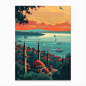 Istanbul Travel Poster Sunset Canvas Print