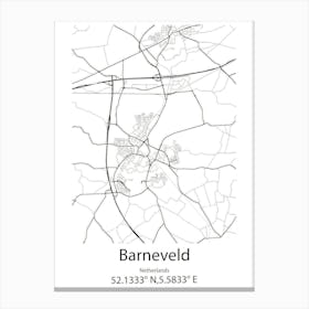 Barneveld,Netherlands Minimalist Map Canvas Print