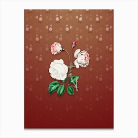 Vintage Ruga Rose Flower Botanical on Falu Red Pattern n.0689 Canvas Print