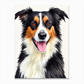 Border Collie Watercolour dog Canvas Print