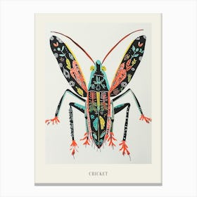 Colourful Insect Illustration Cricket 2 Poster Canvas Print