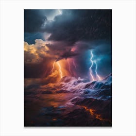 Raging Thunderstorm Over The Ocean Canvas Print