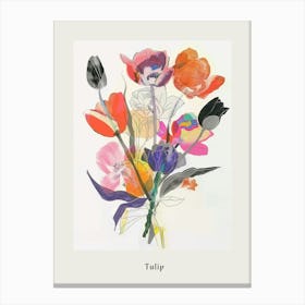 Tulip 1 Collage Flower Bouquet Poster Canvas Print