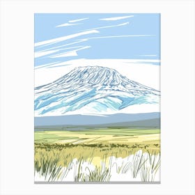Mount Kenya Color Line Drawing (7) Canvas Print