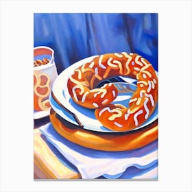 Pretzel Bakery Product Acrylic Painting Tablescape 2 Canvas Print