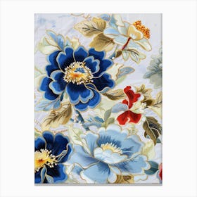 Blue And Red Flowers Canvas Print