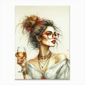 Boho Lady With Golden Wine 3 Canvas Print