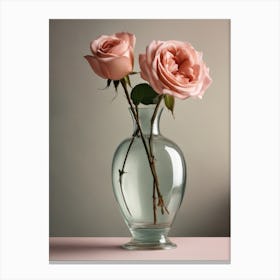 A Vase Of Pink Roses 46 Canvas Print