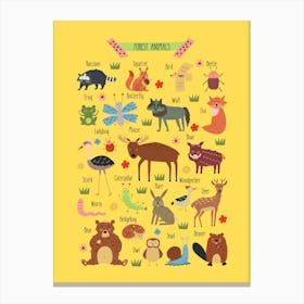 Nursery Poster Baby Woodland Forest Animals Canvas Print