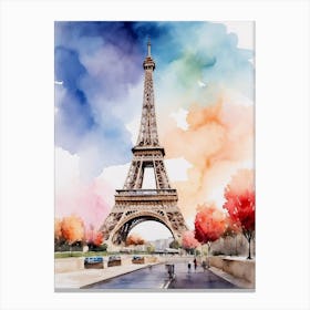 Watercolor Of Eiffel Tower Canvas Print