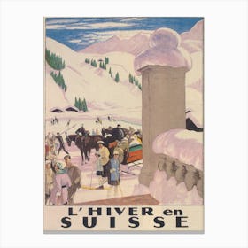 L'Hiver En Suisse Switzerland Vintage Ski Poster 1 Canvas Print