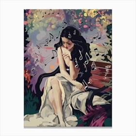 Girl With Music Notes Canvas Print