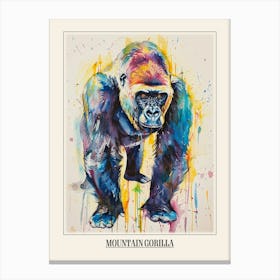 Mountain Gorilla Colourful Watercolour 2 Poster Canvas Print