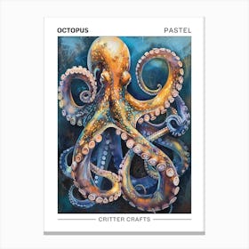 Octopus Pastel Watercolour 3 Poster Stampe su tela