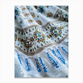 Blue And White Embroidered Dress Canvas Print