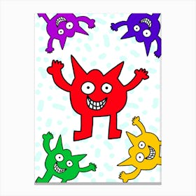 Multi coloured Monsters Canvas Print