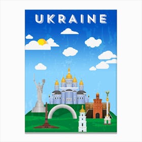 Ukraine, Kiev (Україна, Київ) — Retro travel minimalist poster Canvas Print